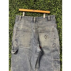 vtg FUBU BAGGY WIDE Leg Jeans 36 x34 // denim blue washed skater carpenter baggy